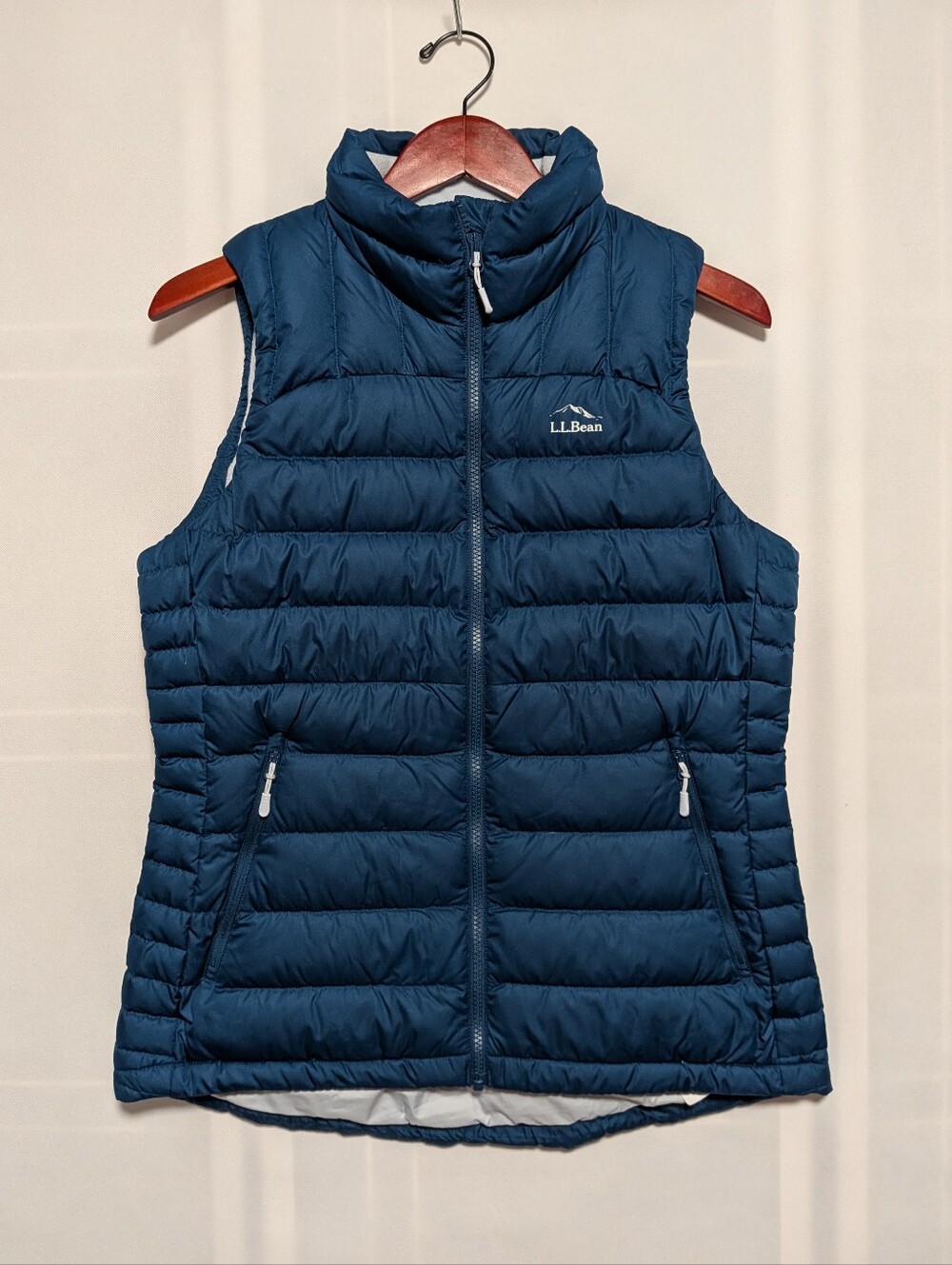 L.L.Bean Women's Bean's Down Vest featuring a classic blue